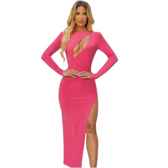 Club L London Dresses & Skirts - Club L London Sweet Summer Hot Pink Cut Out Dress in Pink SIze 14